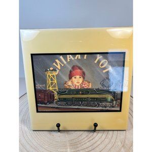 VTG Angela Trotta Thomas Lionel Trains Decorative Ceramic Tile Window Wishing